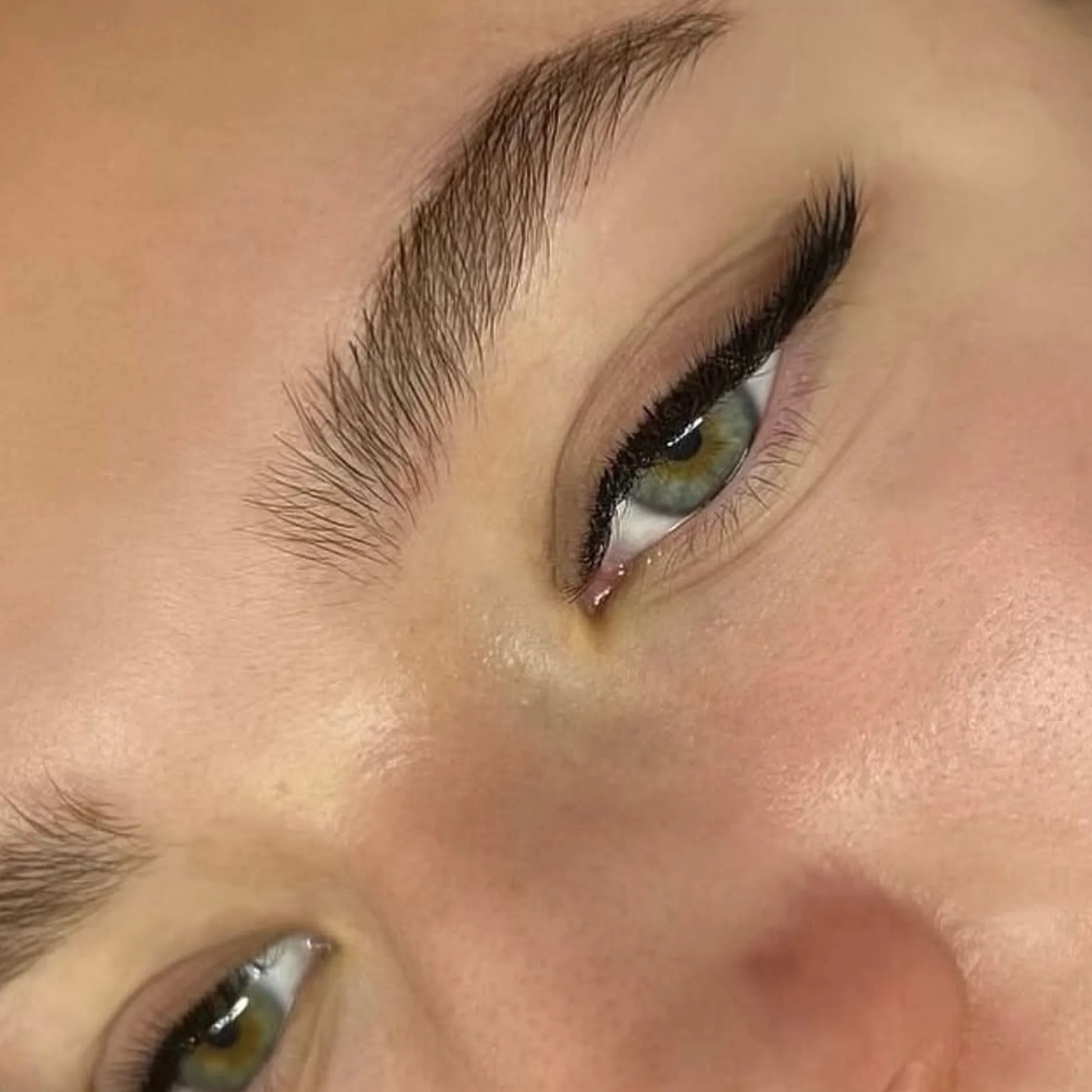 close-up of lifted eyelashes