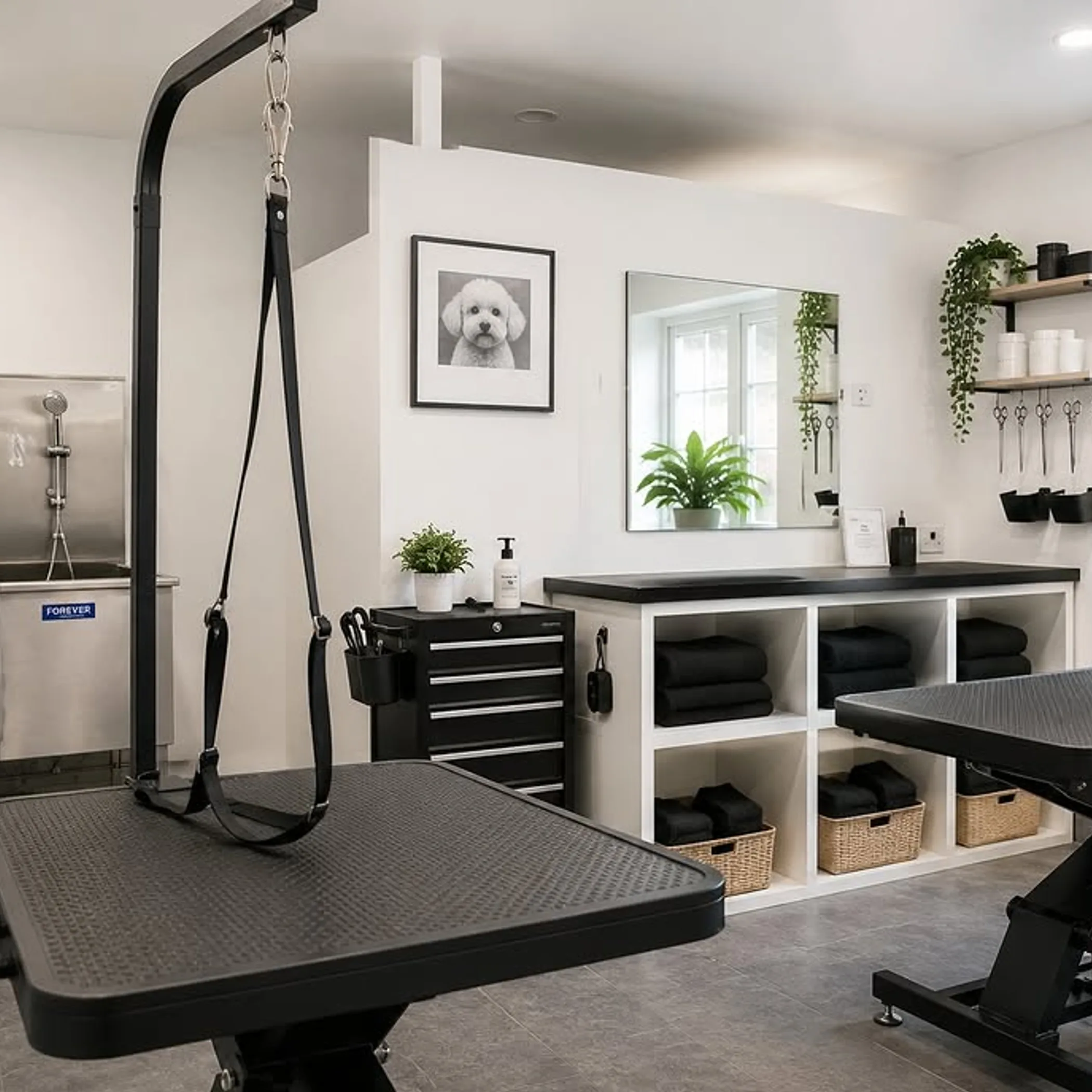 clean fresh towels folded in salon linen storage
