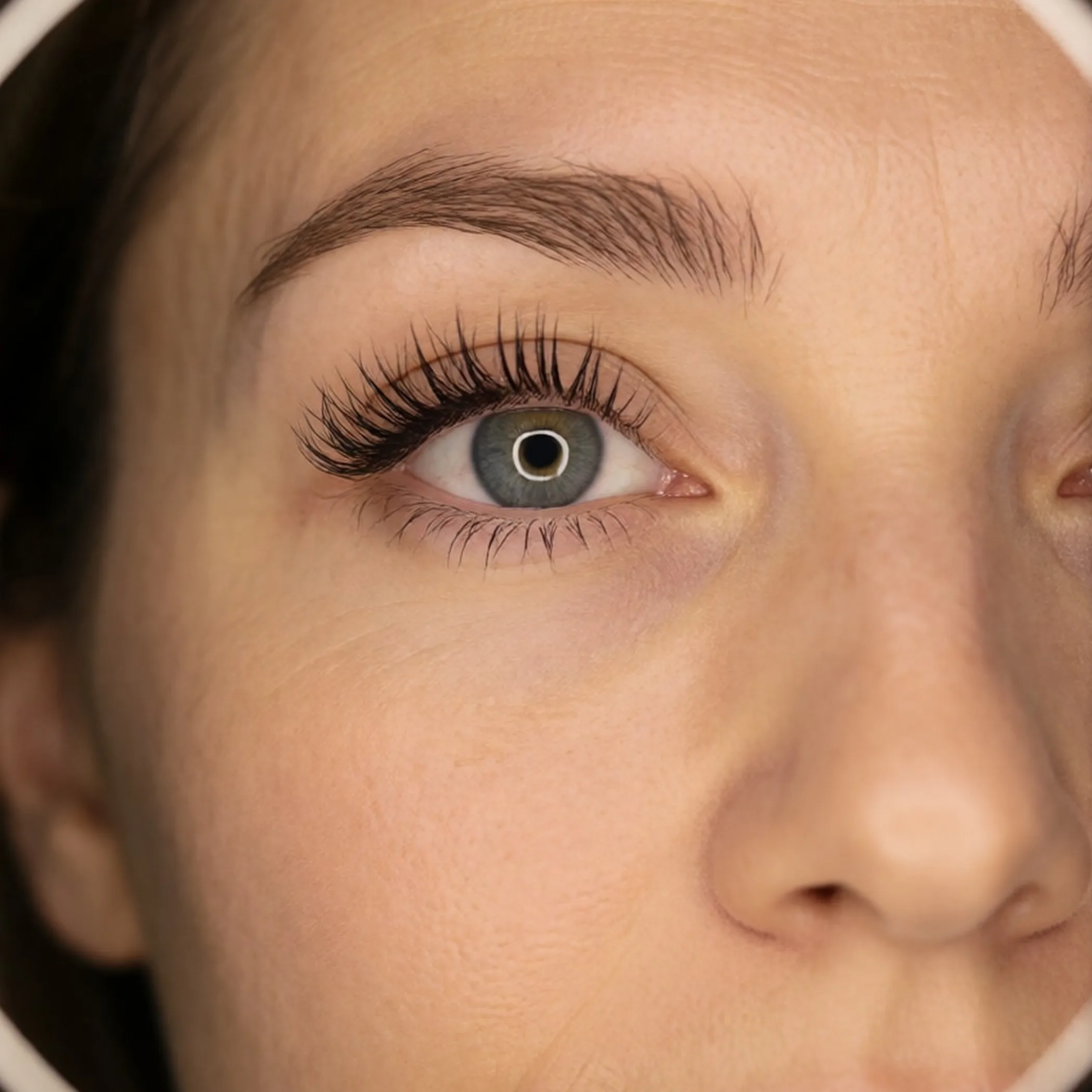 close-up of natural eyelashes lifted