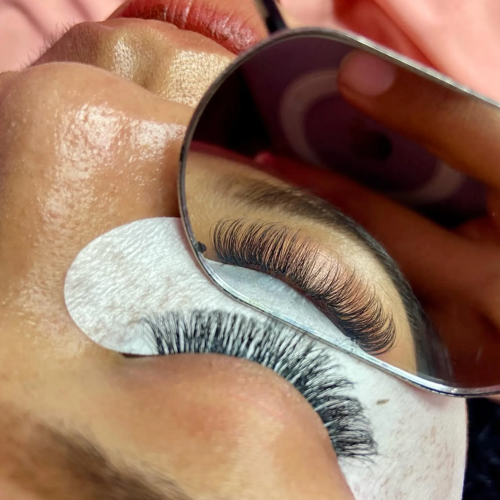close-up of eyelash extensions on eye