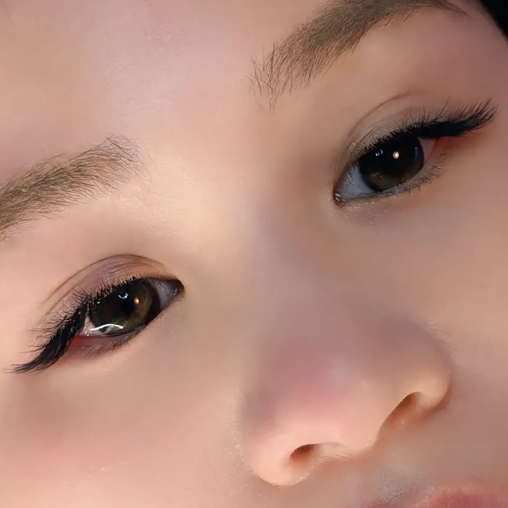 close-up of lifted eyelashes